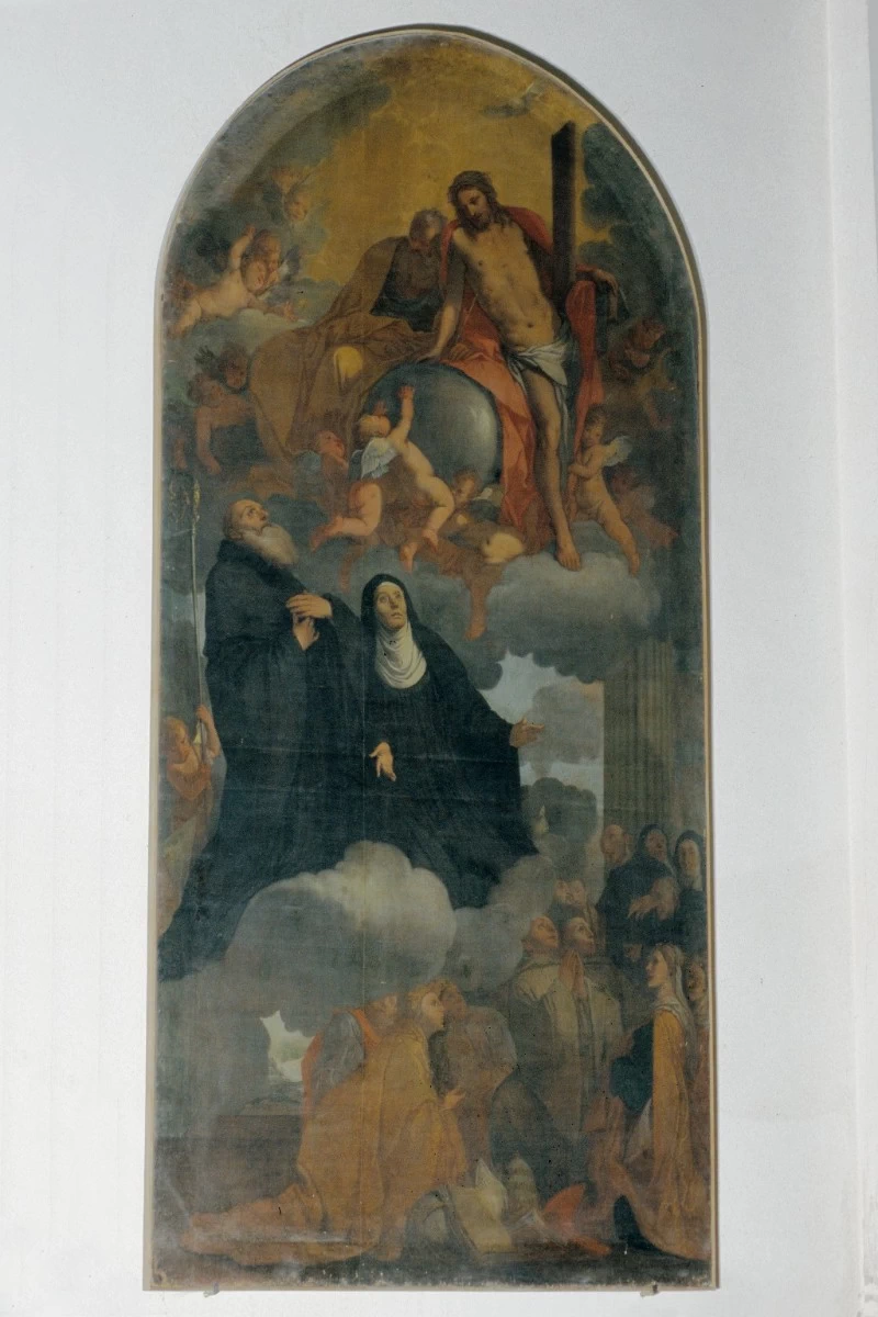 Dipinto con la Trinità e i santi Benedetto e Scolastica